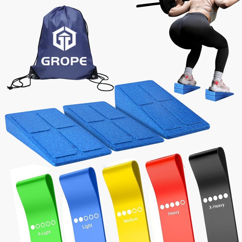 Grope Slant Board Squat Wedge for Calf Stretching，3 Pcs 12" x 6.3" Foot Stretcher Balance Board for Plantar Fasciitis, Adjustable Foam Slant Board Wedge Great for Exercises - Image 1